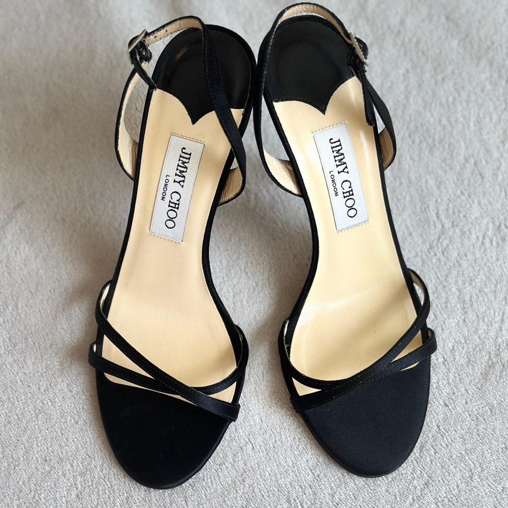 Jimmy Choo Black High Heel Strappy Sandals